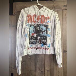 AC/DC White Hoodie with Black Logo